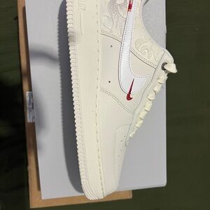 Nike Air Force 1 Low - Cream with White & Red Accents
